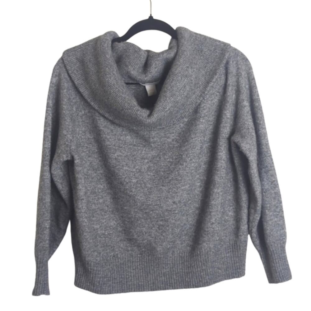 Minimalist Boxy Cowl Neck Sweater Wool Blend Women's Oversized Small